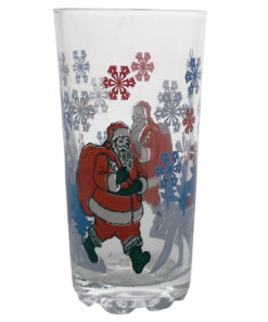 set 6 pahare KIG merga colorate 35 mos craciun din sticla transparenta cu model 250 ml