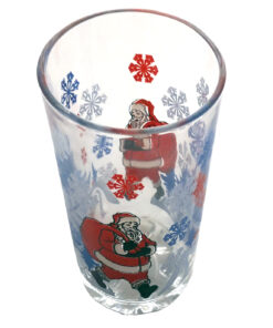 set 6 pahare KIG merga colorate 35 mos craciun din sticla transparenta cu model 250 ml