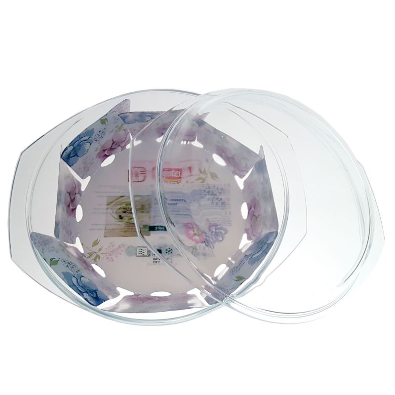 set 1 vas yena rotund cu capac MIJOTEX 3 l din sticla termorezistenta transparenta 3000 ml